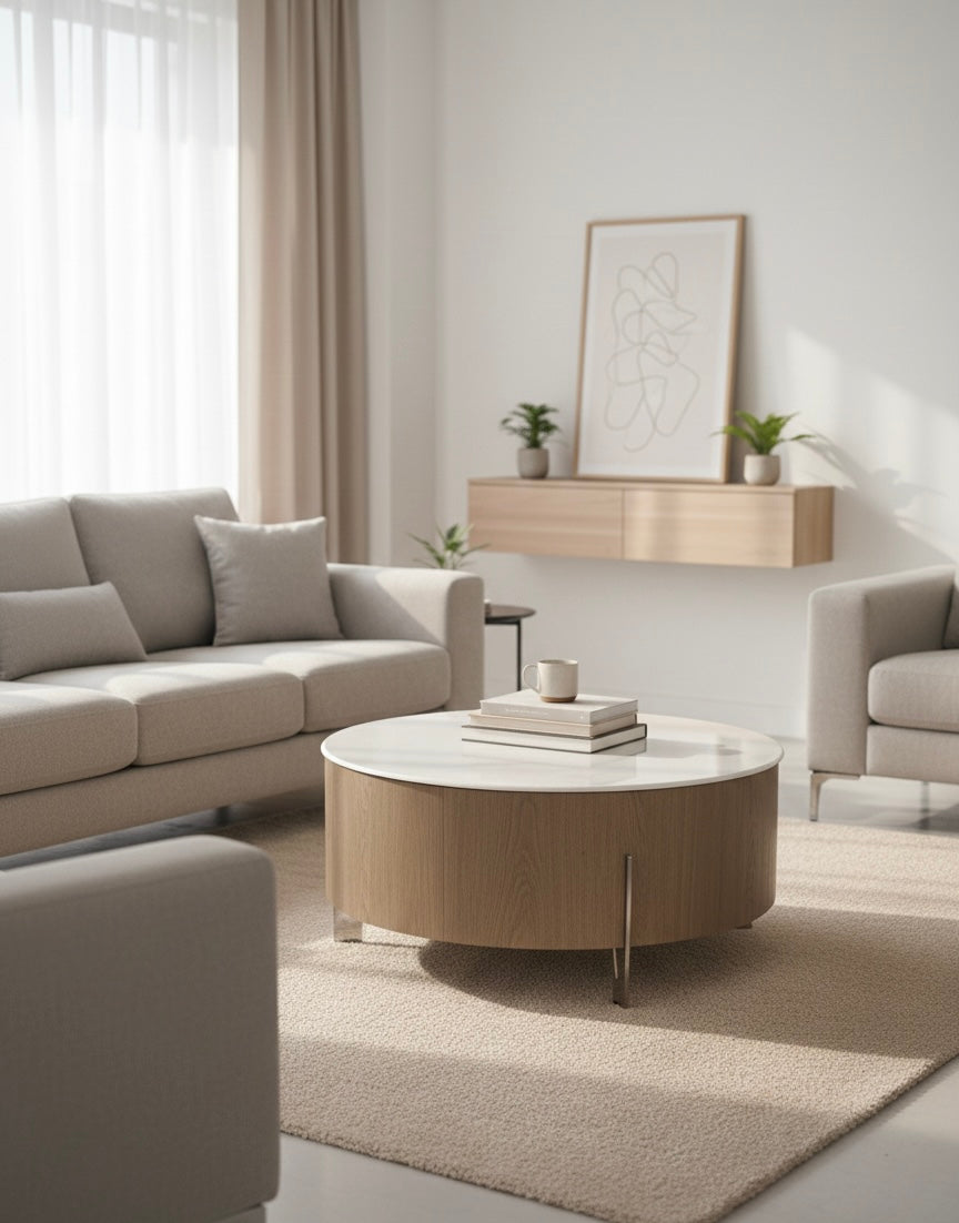 The Elara drum coffee Table